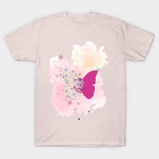 Purple Butterfly and Flower T-Shirt